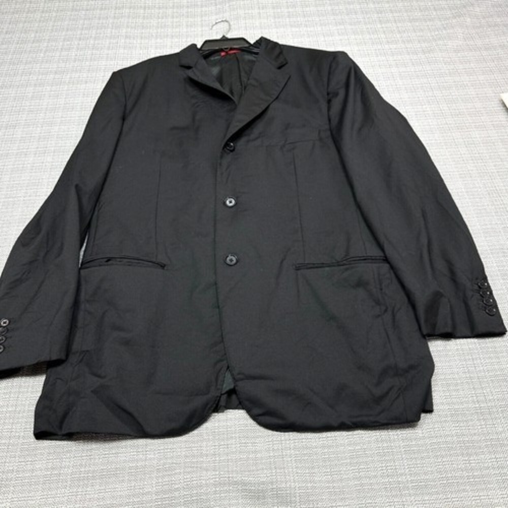 Isaia Aquaspider Blazer 48R Base S Wool Black Sport Coat 3 Button‎ Made in Italy
